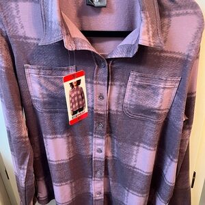 32 Degrees Women's Purple Plaid Button Down Shirt